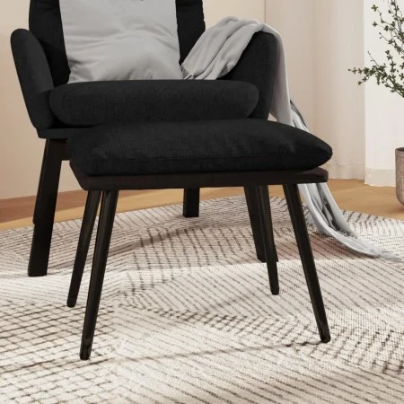 Reposapiés tela y cuero sintético negro 45x29,5x35 cm de vidaXL, Otomanas - Ref: Foro24-341521, Precio: 35,94 €, Descuento: %