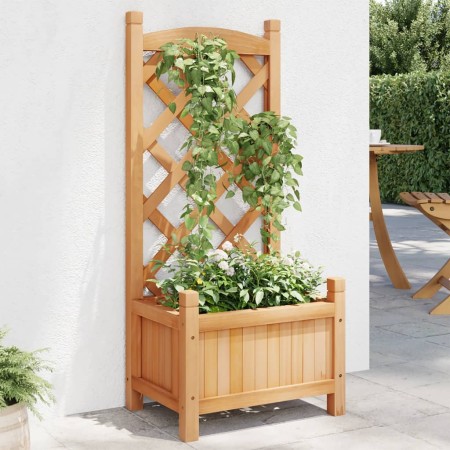 Jardinera con enrejado de madera maciza de abeto marrón en Macetas y jardineras | Comprar online en Foru.es