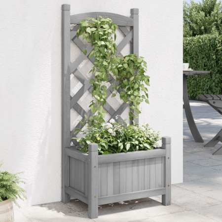 Jardinera con enrejado madera maciza de abeto gris en Macetas y jardineras | Comprar online en Foru.es
