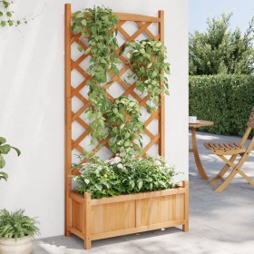 Jardinera con enrejado de madera maciza de abeto marrón en Macetas y jardineras | Comprar online en Foru.es