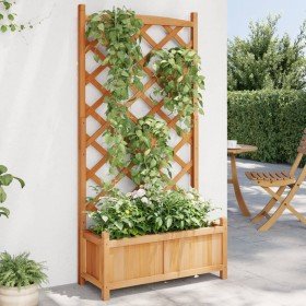 Jardinera con enrejado de madera maciza de abeto marrón en Macetas y jardineras | Comprar online en Foru.es