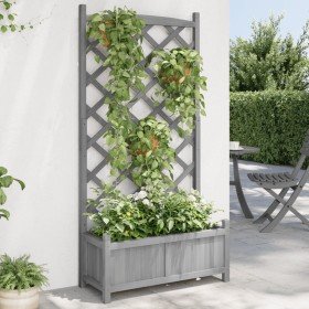 Jardinera con enrejado madera maciza de abeto gris en Macetas y jardineras | Comprar online en Foru.es