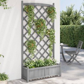 Jardinera con enrejado madera maciza de abeto gris en Macetas y jardineras | Comprar online en Foru.es