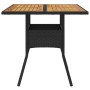 Mesa de jardín superficie de madera ratán PE negro 80x80x75 cm en Mesas de jardín | Comprar online en Foru.es