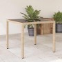Mesa de jardín superficie de vidrio ratán PE beige 90x90x75 cm en Mesas de jardín | Comprar online en Foru.es