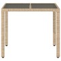 Mesa de jardín superficie de vidrio ratán PE beige 90x90x75 cm en Mesas de jardín | Comprar online en Foru.es