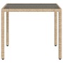 Mesa de jardín superficie de vidrio ratán PE beige 90x90x75 cm en Mesas de jardín | Comprar online en Foru.es