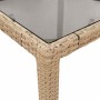Mesa de jardín superficie de vidrio ratán PE beige 90x90x75 cm en Mesas de jardín | Comprar online en Foru.es