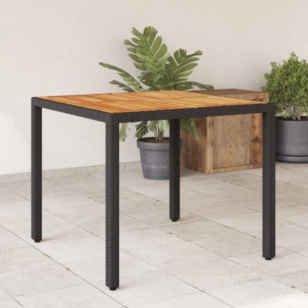 Mesa de jardín superficie madera acacia ratán negro 90x90x75 cm en Mesas de jardín | Comprar online en Foru.es