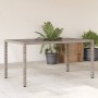Mesa de jardín superficie de vidrio ratán PE gris 150x90x75 cm en Mesas de jardín | Comprar online en Foru.es