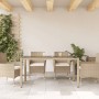Mesa de jardín superficie de vidrio ratán PE beige 150x90x75 cm en Mesas de jardín | Comprar online en Foru.es