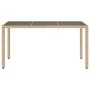 Mesa de jardín superficie de vidrio ratán PE beige 150x90x75 cm en Mesas de jardín | Comprar online en Foru.es