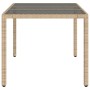 Mesa de jardín superficie de vidrio ratán PE beige 150x90x75 cm en Mesas de jardín | Comprar online en Foru.es