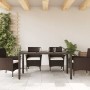 Mesa de jardín superficie de vidrio ratán PE marrón 150x90x75cm en Mesas de jardín | Comprar online en Foru.es