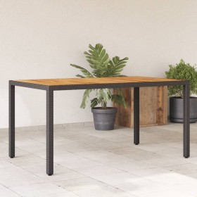 Mesa de jardín superficie madera acacia ratán negro 150x90x75cm en Mesas de jardín | Comprar online en Foru.es