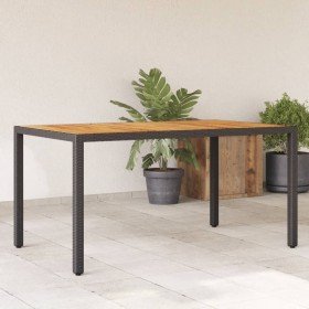 Mesa de jardín superficie madera acacia ratán negro 150x90x75cm en Mesas de jardín | Comprar online en Foru.es