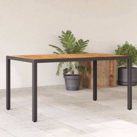 Mesa de jardín superficie madera acacia ratán negro 150x90x75cm en Mesas de jardín | Comprar online en Foru.es