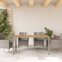 Mesa de jardín superficie madera acacia ratán gris 150x90x75cm en Mesas de jardín | Comprar online en Foru.es