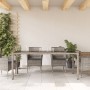 Mesa de jardín superficie de vidrio ratán PE gris 190x90x75 cm en Mesas de jardín | Comprar online en Foru.es