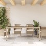 Mesa de jardín superficie de vidrio ratán PE beige 190x90x75 cm en Mesas de jardín | Comprar online en Foru.es