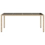 Mesa de jardín superficie de vidrio ratán PE beige 190x90x75 cm en Mesas de jardín | Comprar online en Foru.es