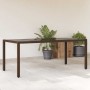 Mesa de jardín superficie de vidrio ratán PE marrón 190x90x75cm en Mesas de jardín | Comprar online en Foru.es