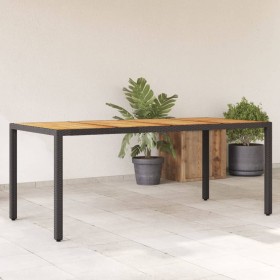 Mesa de jardín superficie madera acacia ratán negro 190x90x75cm en Mesas de jardín | Comprar online en Foru.es