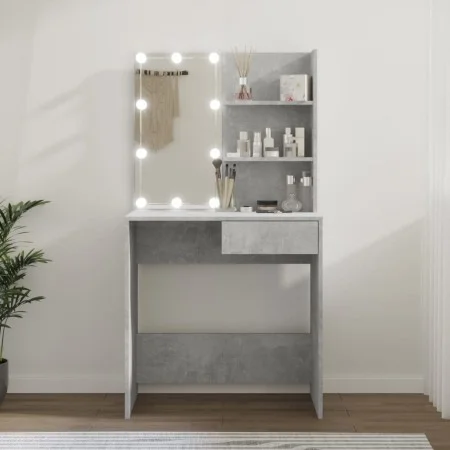Betongrauer LED-Schminktisch 74,5 x 40 x 141 cm von vidaXL, Schlafzimmerkommoden - Ref: Foro24-808805, Preis: 88,84 €, Rabatt: %
