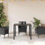 Mesa de jardín superficie de vidrio ratán PE negro 90x90x75 cm en Mesas de jardín | Comprar online en Foru.es