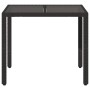 Mesa de jardín superficie de vidrio ratán PE negro 90x90x75 cm en Mesas de jardín | Comprar online en Foru.es