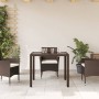 Mesa de jardín superficie de vidrio ratán PE marrón 90x90x75 cm en Mesas de jardín | Comprar online en Foru.es
