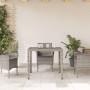 Mesa de jardín superficie de vidrio ratán PE gris 90x90x75 cm en Mesas de jardín | Comprar online en Foru.es