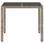 Mesa de jardín superficie de vidrio ratán PE gris 90x90x75 cm en Mesas de jardín | Comprar online en Foru.es