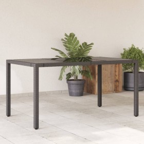 Mesa de jardín superficie de vidrio ratán PE negro 150x90x75 cm en Mesas de jardín | Comprar online en Foru.es