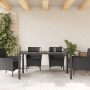 Mesa de jardín superficie de vidrio ratán PE negro 150x90x75 cm en Mesas de jardín | Comprar online en Foru.es