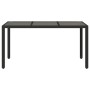 Mesa de jardín superficie de vidrio ratán PE negro 150x90x75 cm en Mesas de jardín | Comprar online en Foru.es
