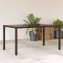 Mesa de jardín superficie de vidrio ratán PE marrón 150x90x75cm en Mesas de jardín | Comprar online en Foru.es