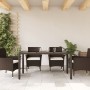 Mesa de jardín superficie de vidrio ratán PE marrón 150x90x75cm en Mesas de jardín | Comprar online en Foru.es