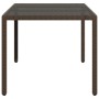 Mesa de jardín superficie de vidrio ratán PE marrón 150x90x75cm en Mesas de jardín | Comprar online en Foru.es