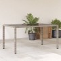 Mesa de jardín superficie de vidrio ratán PE gris 150x90x75 cm en Mesas de jardín | Comprar online en Foru.es