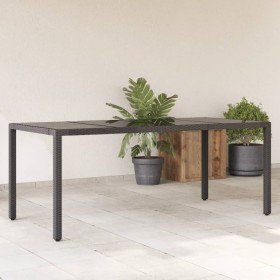 Mesa de jardín superficie de vidrio ratán PE negro 190x90x75 cm en Mesas de jardín | Comprar online en Foru.es