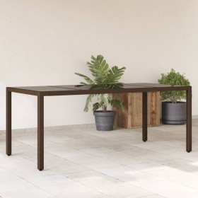 Mesa de jardín superficie de vidrio ratán PE marrón 190x90x75cm en Mesas de jardín | Comprar online en Foru.es