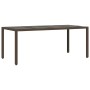 Mesa de jardín superficie de vidrio ratán PE marrón 190x90x75cm en Mesas de jardín | Comprar online en Foru.es
