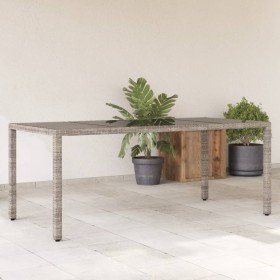 Mesa de jardín superficie de vidrio ratán PE gris 190x90x75 cm en Mesas de jardín | Comprar online en Foru.es