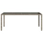 Mesa de jardín superficie de vidrio ratán PE gris 190x90x75 cm en Mesas de jardín | Comprar online en Foru.es