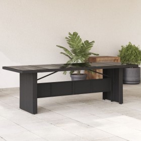 Mesa de jardín superficie de vidrio ratán PE negro 240x90x75 cm en Mesas de jardín | Comprar online en Foru.es