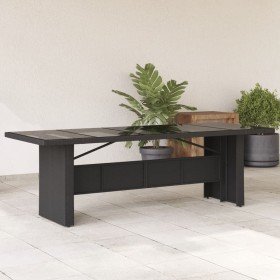 Mesa de jardín superficie de vidrio ratán PE negro 240x90x75 cm en Mesas de jardín | Comprar online en Foru.es