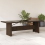 Mesa de jardín superficie de vidrio ratán PE marrón 240x90x75cm en Mesas de jardín | Comprar online en Foru.es