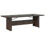 Mesa de jardín superficie de vidrio ratán PE marrón 240x90x75cm en Mesas de jardín | Comprar online en Foru.es