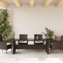 Mesa de jardín superficie de vidrio ratán PE marrón 240x90x75cm en Mesas de jardín | Comprar online en Foru.es